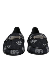 Blue Logo Cotton Loafers Formal Dress Shoes