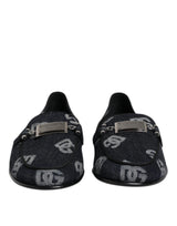 Blue Logo Cotton Loafers Formal Dress Shoes