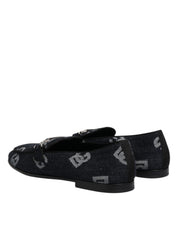 Blue Logo Cotton Loafers Formal Dress Shoes