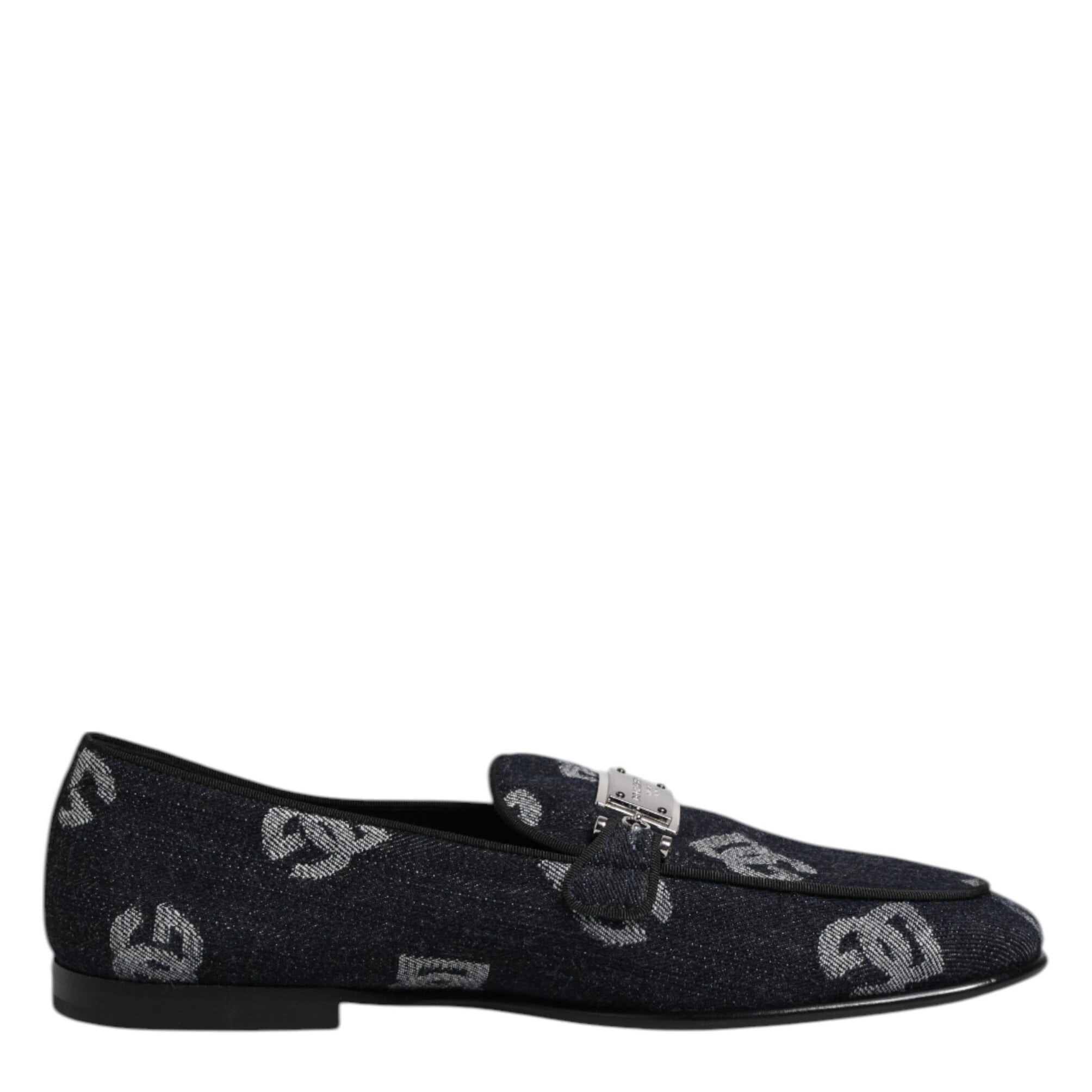 Dolce & Gabbana Blue Logo Cotton Loafers Formal Dress Shoes Dolce & Gabbana