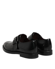 Black Leather Monk Strap Derby Formal Shoes