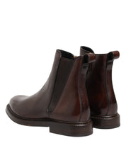 Brown Chelsea Leather Mid Calf Boots Shoes