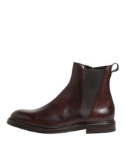 Dolce & Gabbana Brown Chelsea Leather Mid Calf Boots Shoes Dolce & Gabbana