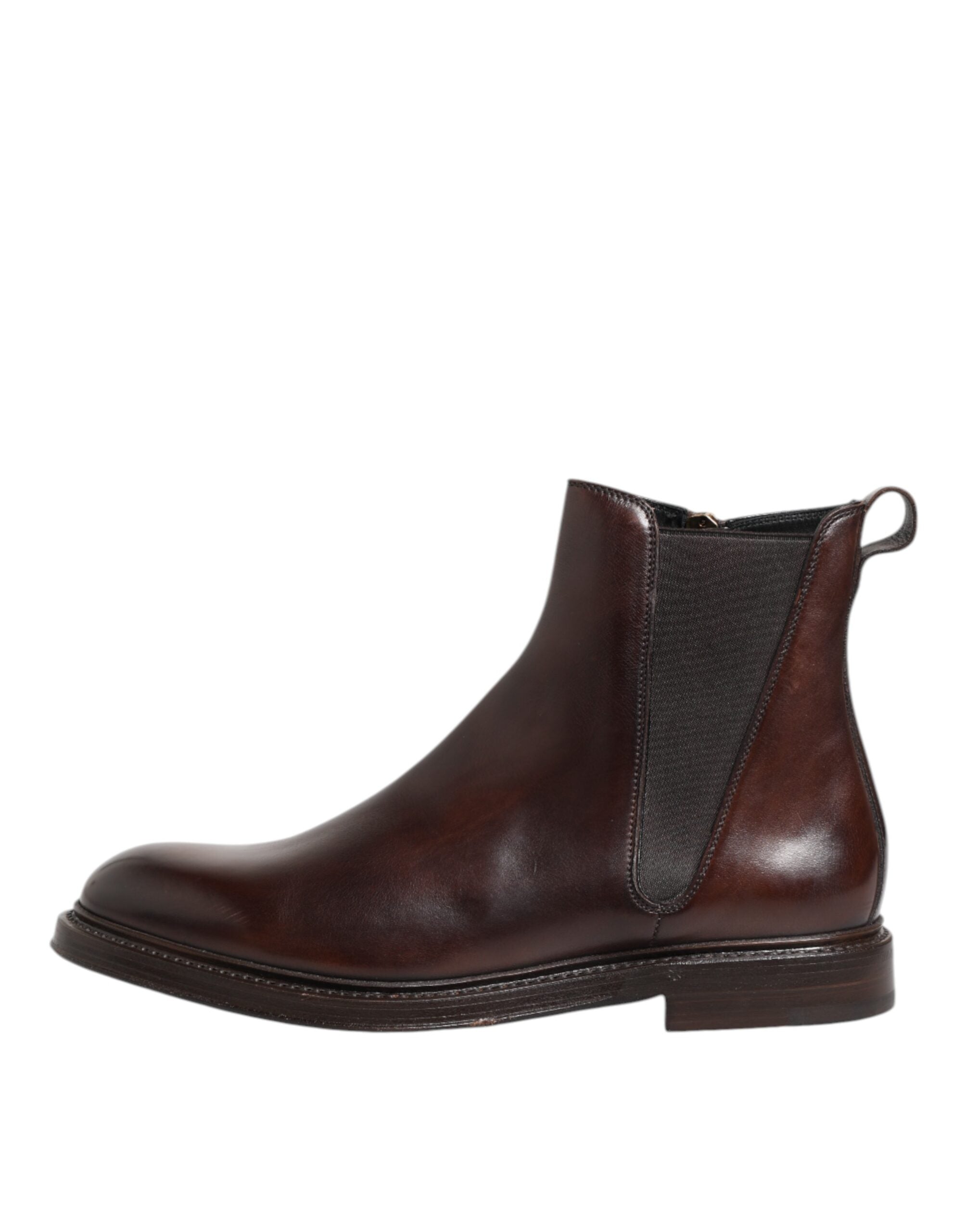 Dolce & Gabbana Brown Chelsea Leather Mid Calf Boots Shoes Dolce & Gabbana