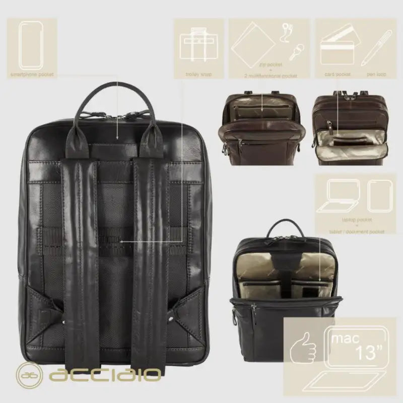 8376 Zaino Acciaio Nero 0000000418 - UNICA / Nero - Zaino