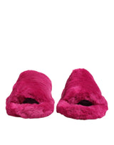 Pink Acrylic Faux Fur Mens Flats Sandals Shoes