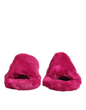 Dolce & Gabbana Pink Acrylic Faux Fur Mens Flats Sandals Shoes Dolce & Gabbana