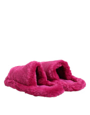 Dolce & Gabbana Pink Acrylic Faux Fur Mens Flats Sandals Shoes Dolce & Gabbana