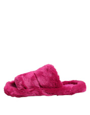 Dolce & Gabbana Pink Acrylic Faux Fur Mens Flats Sandals Shoes Dolce & Gabbana