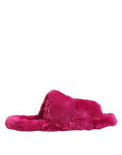 Dolce & Gabbana Pink Acrylic Faux Fur Mens Flats Sandals Shoes Dolce & Gabbana
