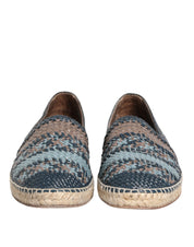 Blue Gray Woven Leather Buffalo Espadrille Shoes