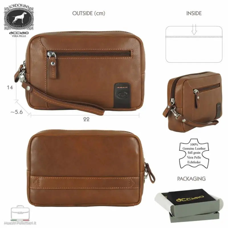 8385 Borsello Acciaio Cognac 0000000131 - UNICA / Cognac - Borsello