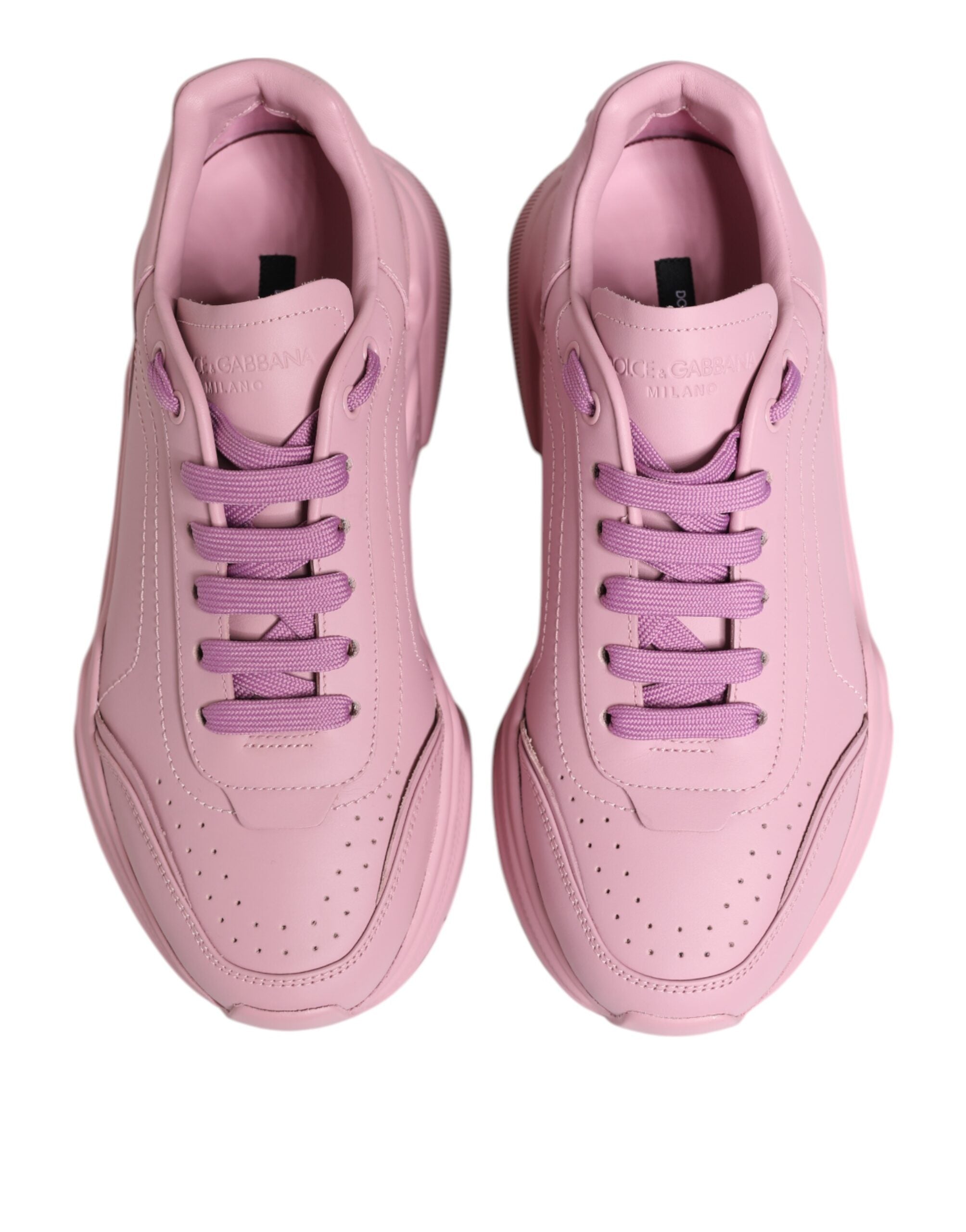 Dolce & Gabbana Pink Leather Daymaster Low Top Sneakers Shoes Dolce & Gabbana