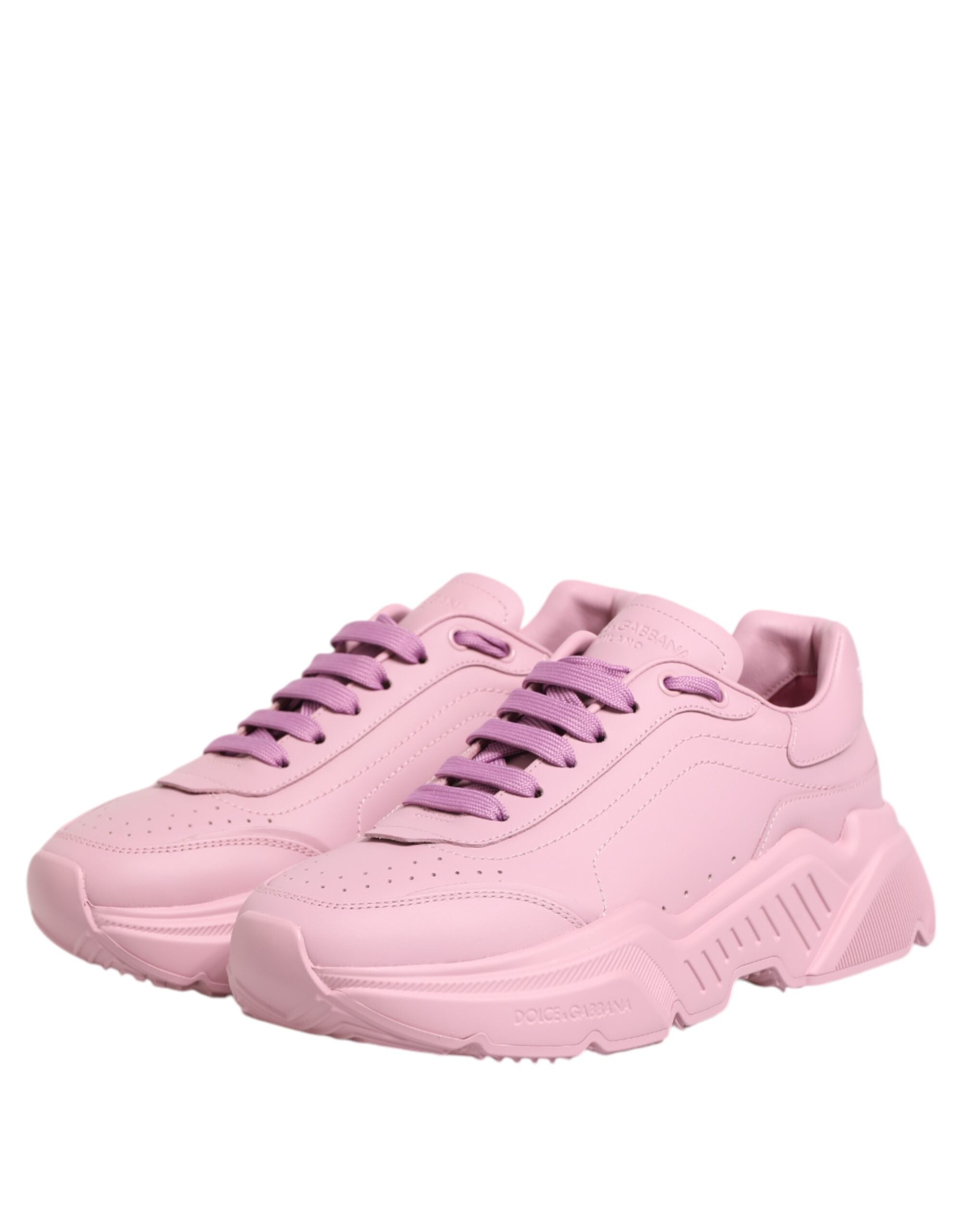 Dolce & Gabbana Pink Leather Daymaster Low Top Sneakers Shoes Dolce & Gabbana