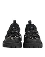 Black Low Top Lace Up Trekking Sneakers Shoes