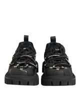 Black Low Top Lace Up Trekking Sneakers Shoes