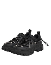 Black Low Top Lace Up Trekking Sneakers Shoes