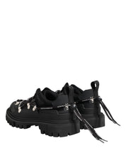 Black Low Top Lace Up Trekking Sneakers Shoes