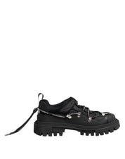 Black Low Top Lace Up Trekking Sneakers Shoes