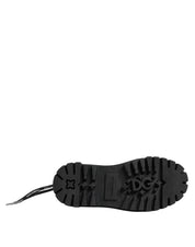 Black Low Top Lace Up Trekking Sneakers Shoes