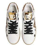 Dolce & Gabbana White Gold Crystal Portofino Sneakers Shoes Dolce & Gabbana