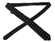 Black 100% Silk Floral Print Print Classic Tie