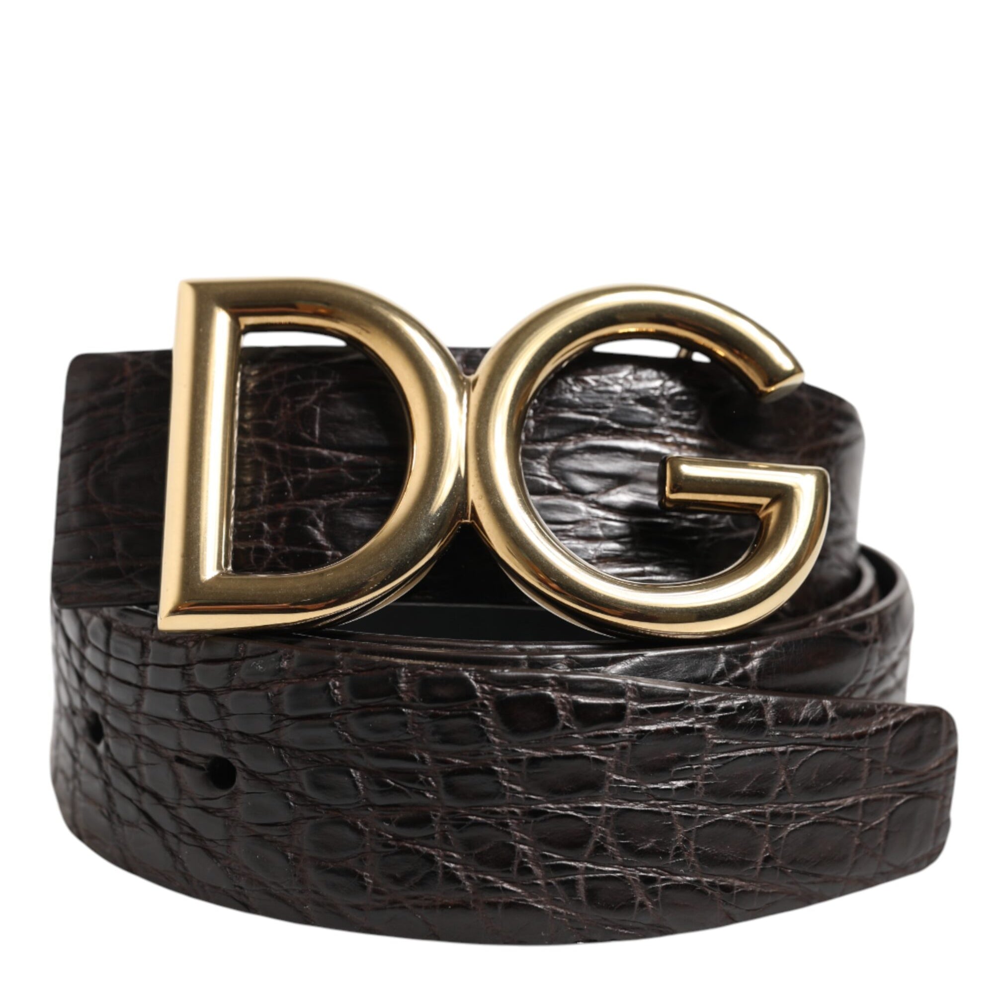 Dolce & Gabbana Black Exotic Leather DG Logo Buckle Belt Dolce & Gabbana