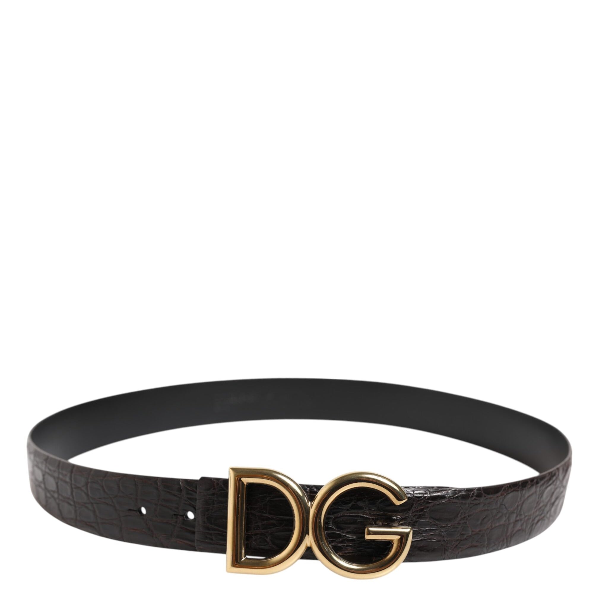 Dolce & Gabbana Black Exotic Leather DG Logo Buckle Belt Dolce & Gabbana
