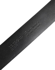Black Exotic Leather DG Logo Buckle Belt