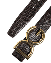 Dolce & Gabbana Black Exotic Leather DG Logo Buckle Belt Dolce & Gabbana