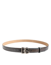 Dolce & Gabbana Metallic Leather Silver Tone Logo Buckle Belt Dolce & Gabbana