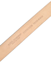 Dolce & Gabbana Metallic Leather Silver Tone Logo Buckle Belt Dolce & Gabbana