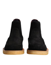 Dolce & Gabbana Black Calf Suede Slip On Ankle Boots Shoes Dolce & Gabbana