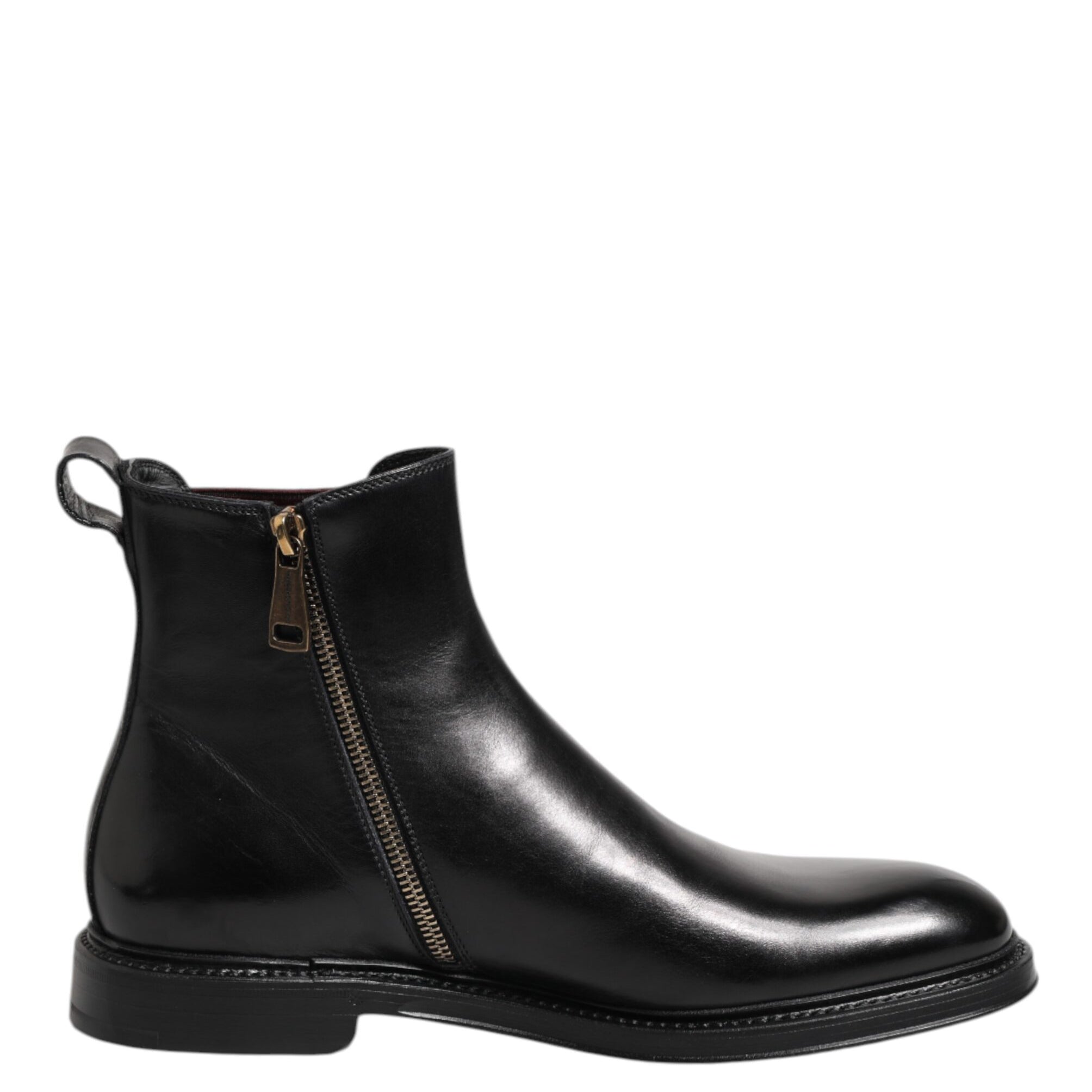 Dolce & Gabbana Black Chelsea Leather Mid Calf Boots Shoes Dolce & Gabbana