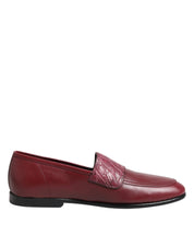 Dolce & Gabbana Burgundy Leather Formal Slip On Shoes Dolce & Gabbana