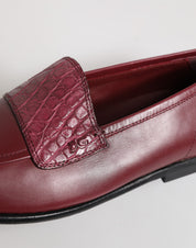 Dolce & Gabbana Burgundy Leather Formal Slip On Shoes Dolce & Gabbana