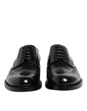 Black Leather Derby Wingtip Formal Shoes