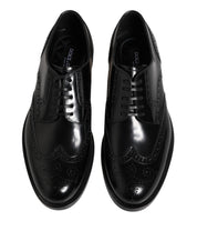 Dolce & Gabbana Black Leather Derby Wingtip Formal Shoes Dolce & Gabbana