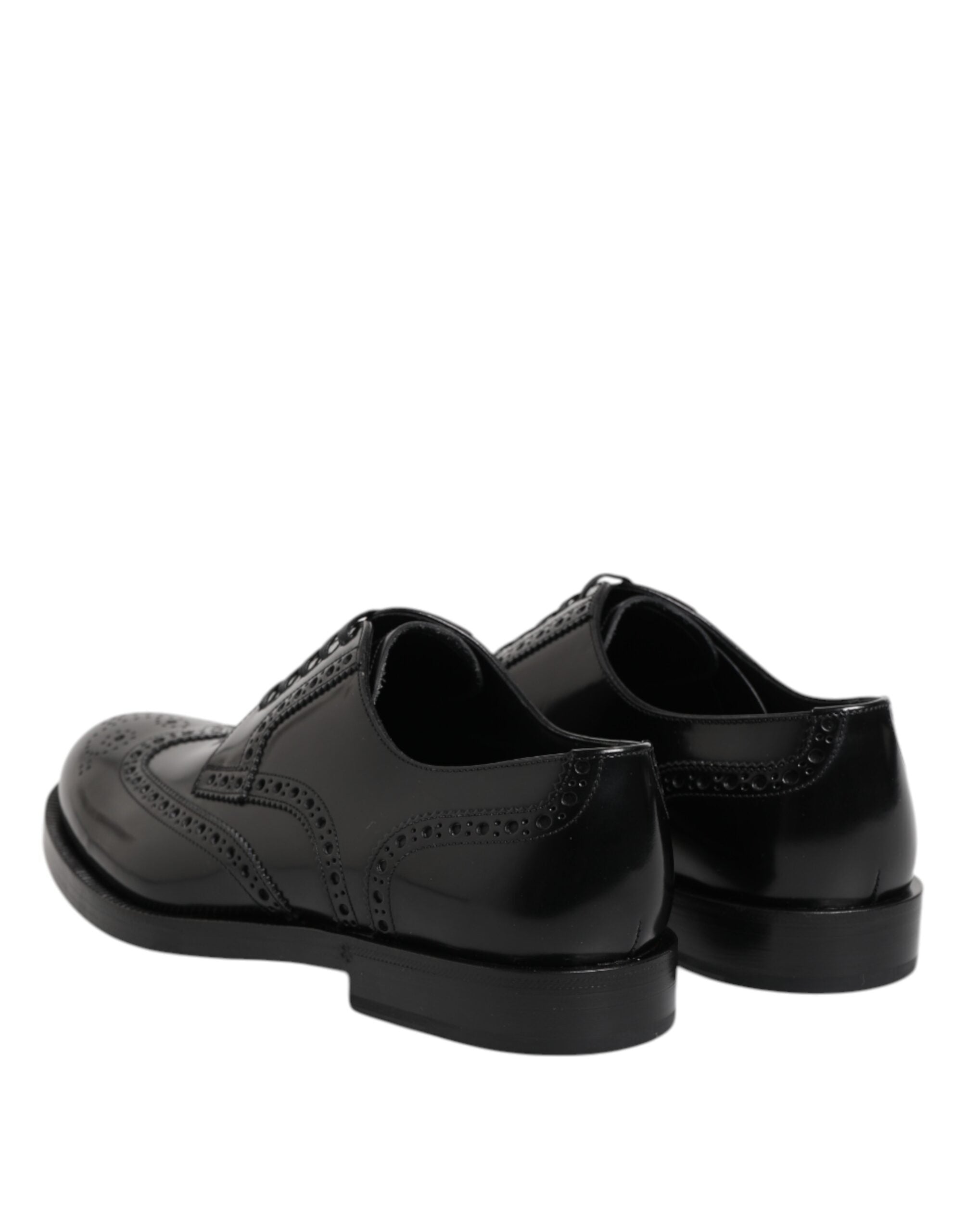 Dolce & Gabbana Black Leather Derby Wingtip Formal Shoes Dolce & Gabbana