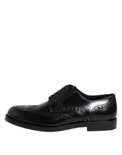 Dolce & Gabbana Black Leather Derby Wingtip Formal Shoes Dolce & Gabbana