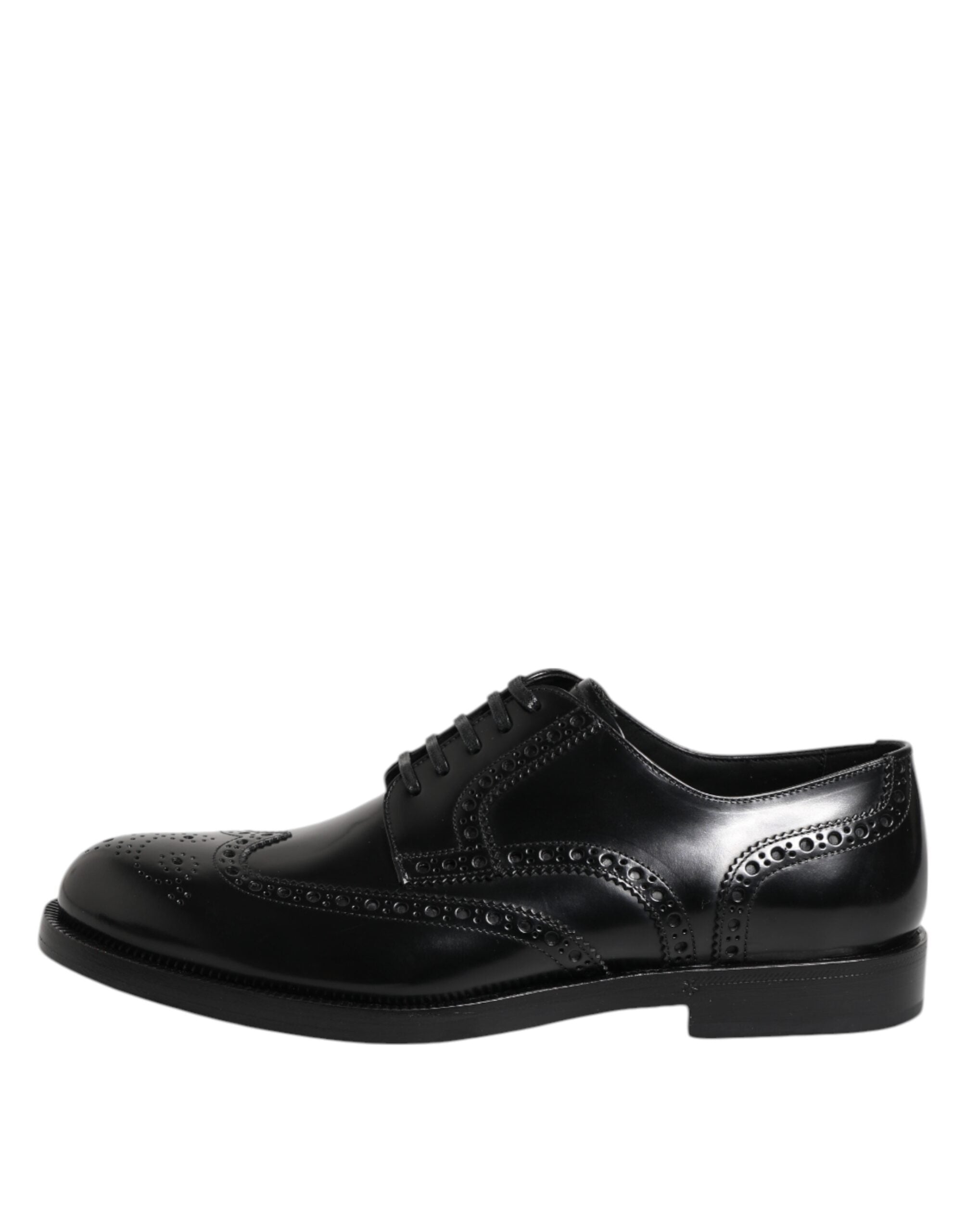 Dolce & Gabbana Black Leather Derby Wingtip Formal Shoes Dolce & Gabbana