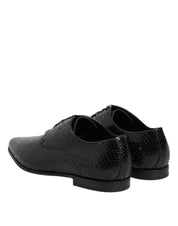 Black Exotic Leather Lace Up Derby Shoes