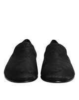 Black Floral Brocade Loafers Men Dress Shoes