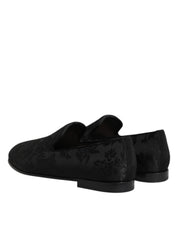 Dolce & Gabbana Black Floral Brocade Loafers Men Dress Shoes Dolce & Gabbana