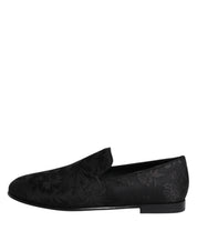 Dolce & Gabbana Black Floral Brocade Loafers Men Dress Shoes Dolce & Gabbana