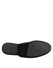 Dolce & Gabbana Green Velvet Cross Embellished Slippers Shoes Dolce & Gabbana