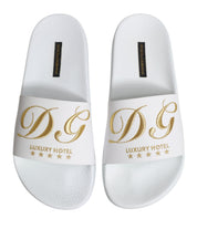 White Leather Slides Sandals Beachwear Shoes