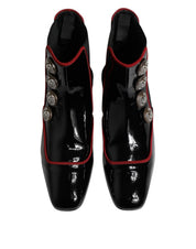 Black Jackie Buttoned Chelsea Boots Shoes