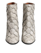 Off White Leather Heels Ankle Boots Shoes