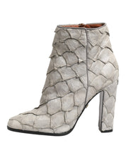 Off White Leather Heels Ankle Boots Shoes